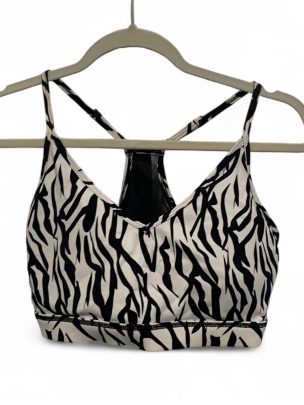 ZYIA Black & White Zebra-Print Padded Sports Bra